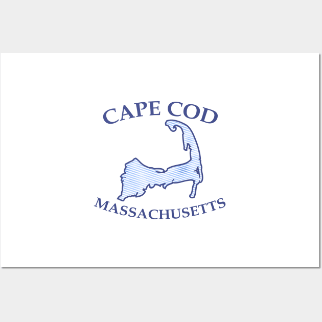 Preppy Vintage Blue Cape Cod Massachusetts Map Wall Art by emrdesigns